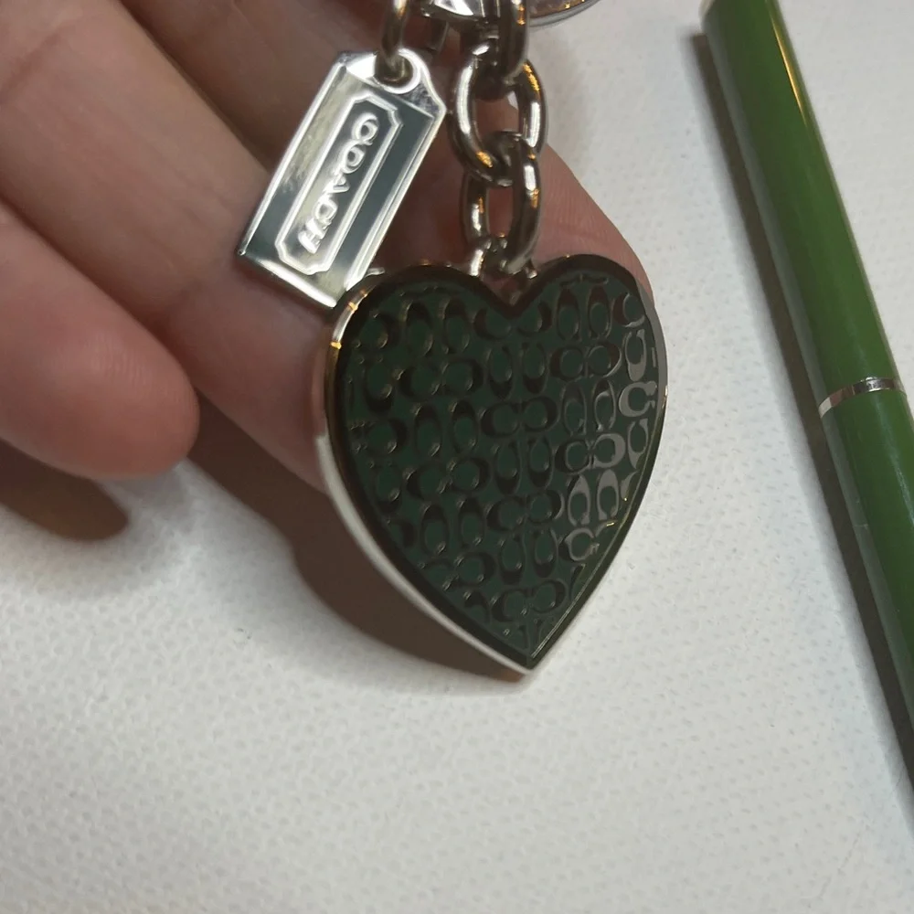 Coach Green Heart Keychain and Green Coach Pen - Picture 3 of 6